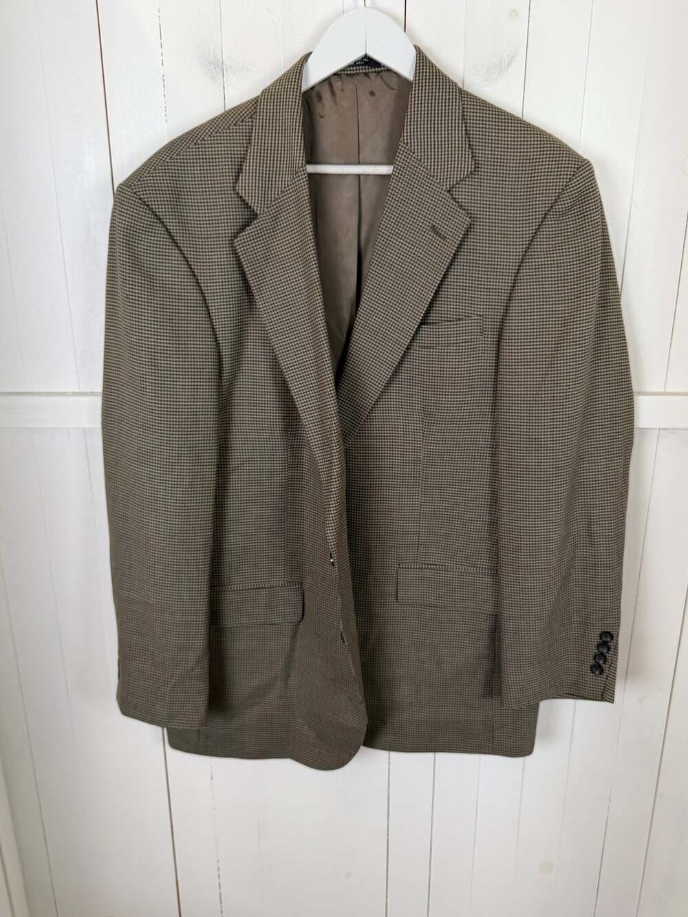 Oscar de la Renta Beige Wool Suit Jacket Men's 42 Regular